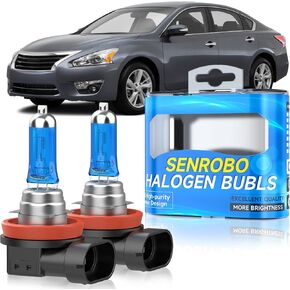 Halogen Headlight Bulbs Fit for Nissan Altima 2007-2018, H11/H9/H8 Low Beam Headlight Replacement Bulb, Super Bright 5000K White, Plug and Play, Pack of 2