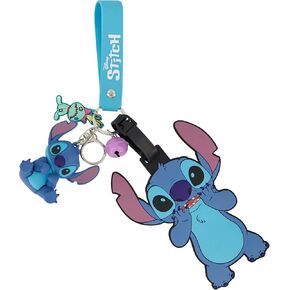 FUL Disney Stitch 2-Piece Suitcase ID Tag & Lanyard Set with Adjustable Straps, Blue