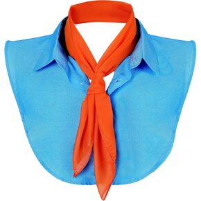 Crowye 2 Pcs Halloween Costume for Adult Orange Square Neck Scarf Fake Collar Set Detachable Dickey Men's Halloween Costume Cosplay Accessory