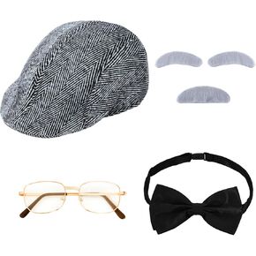 ملحقات الجد البالغة من العمر رجل الكبار مجموعة العشرينات من القرن العشرين Gatsby Costume Costume With Grandpa Hat for Old Grandpa Cosplay Multi