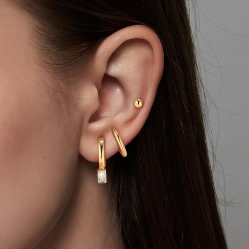 WAINIS 11 Pairs Hypoallergenic 316L Surgical Steel Flat Back Earrings Set for Multiple Piercings Comfortable Tiny Cartilage Flatback Studs for Women, 20G - Gold/Silver in Saudi Arabia