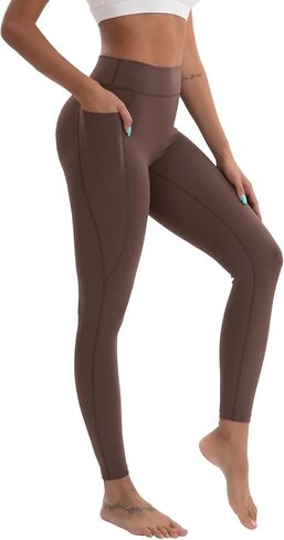 High Waisted Leggings for Women Brown Workout Leggings for Women Soft Yoga Pants Athletic Pants in Kuwait