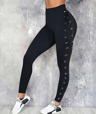 xxxiticat الدانتيل النسائي حتى Legging High Rise Side Eyelet Lundage Pants Yoga in Kuwait