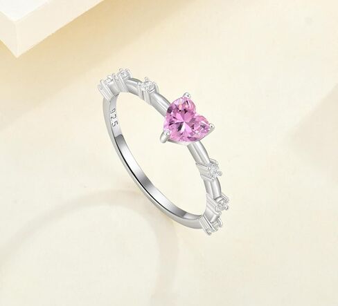 رنين الوعد للنساء 925 Sterling Silver Heart Rings Starings الذكرى السنوية الخاتم الحلقة الحجم 6-9 in Kuwait