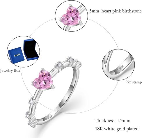 رنين الوعد للنساء 925 Sterling Silver Heart Rings Starings الذكرى السنوية الخاتم الحلقة الحجم 6-9 in Kuwait