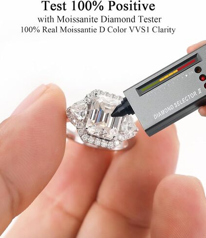 5ct Moissanite Engagement Ring for Women,3 Stone Emerald Cut D Color VVS1,S925 Sterling Silver with 18K White Gold Plated promise anniversary Vintage Wedding Band Valentine's Day Gift in Saudi Arabia