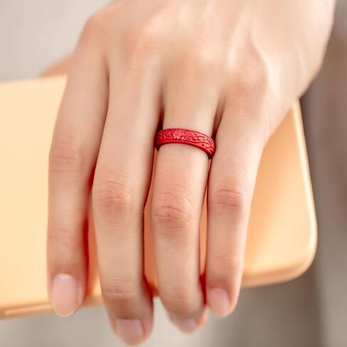 ThunderFit Silicone Rings for Women, Rubber Engagement Wedding Bands Vine Design 5.5mm Wide 2mm Thick - Variety Multipack 4-12 in Saudi Arabia