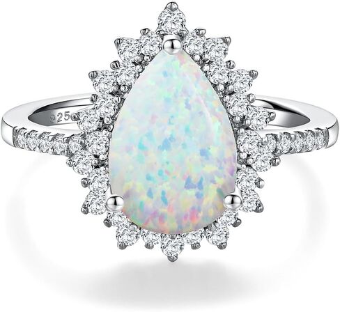 4.5 Carat Teardrop Engagement Birthstone Ring Sterling Silver Pear Cut Sapphire/Ruby/Emerald/Amethyst/Aquamarine Halo Ring Promise Anniversary Rings for Women Size 6-10 in Saudi Arabia