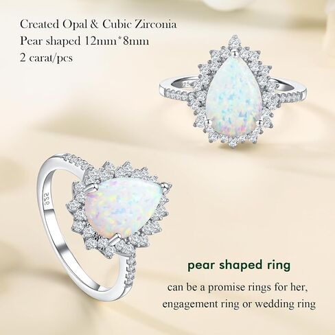 4.5 Carat Teardrop Engagement Birthstone Ring Sterling Silver Pear Cut Sapphire/Ruby/Emerald/Amethyst/Aquamarine Halo Ring Promise Anniversary Rings for Women Size 6-10 in Saudi Arabia