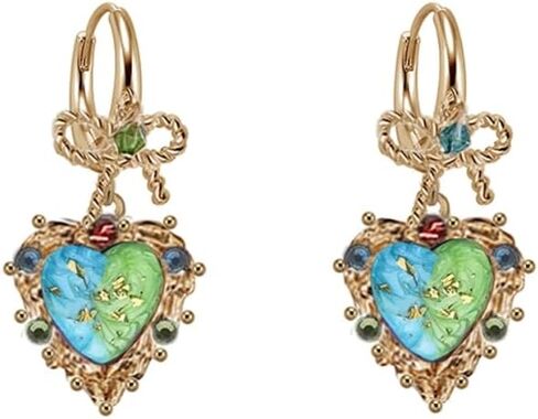 Vintage Sweet Bow Earrings - Geometric Heart-Shaped Dangle Earrings for Women - Stylish Women's Jewelry - M2964 in Saudi Arabia