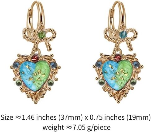 Vintage Sweet Bow Earrings - Geometric Heart-Shaped Dangle Earrings for Women - Stylish Women's Jewelry - M2964 in Saudi Arabia