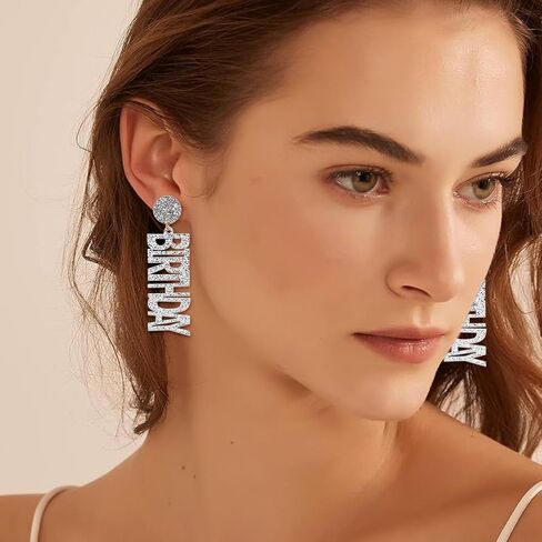 Happy Birthday Earrings Glitter Drop Dangle Earrings for Women in Kuwait