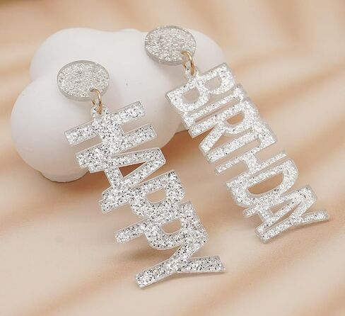 Happy Birthday Earrings Glitter Drop Dangle Earrings for Women in Kuwait