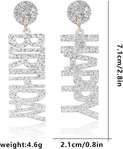 Happy Birthday Earrings Glitter Drop Dangle Earrings for Women in Kuwait