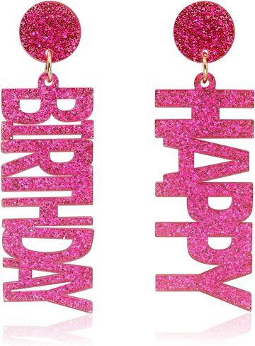 Happy Birthday Earrings Glitter Drop Dangle Earrings for Women in Kuwait