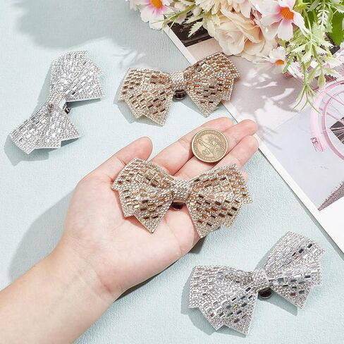 Rhinestone Bow Shoe Clips - Detachable Crystal Shoe Decorations for Sandals, High Heels, Flats - Suitable for Wedding Party in Saudi Arabia
