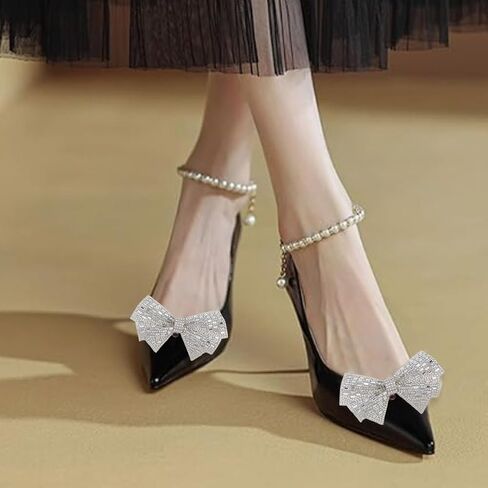Rhinestone Bow Shoe Clips - Detachable Crystal Shoe Decorations for Sandals, High Heels, Flats - Suitable for Wedding Party in Saudi Arabia