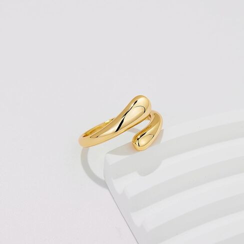 Gold Chunky Rings for Women Non Tarnish, 14K Gold Plated Adjustable Rings for Statement, Stackable Thumb Pinky Bands Comfort Fit Size 5-11 for Jewelry Gift in Kuwait