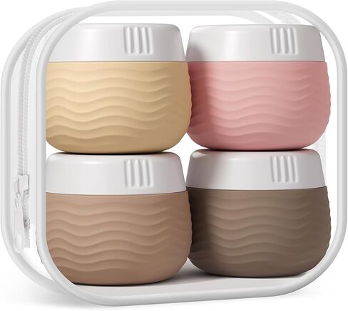 Travel Containers for Toiletries, Silicone Cream Jars, TSA Approved Travel Size Containers Creams, Leak-proof Essentials/Accessories with Lid for Cosmetic Face Body Cream(4 Pack) in Saudi Arabia