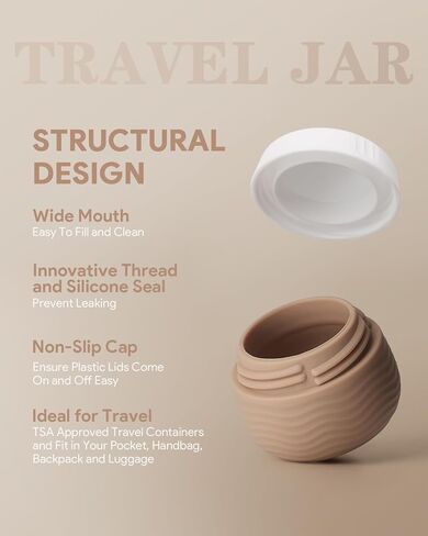 Travel Containers for Toiletries, Silicone Cream Jars, TSA Approved Travel Size Containers Creams, Leak-proof Essentials/Accessories with Lid for Cosmetic Face Body Cream(4 Pack) in Saudi Arabia