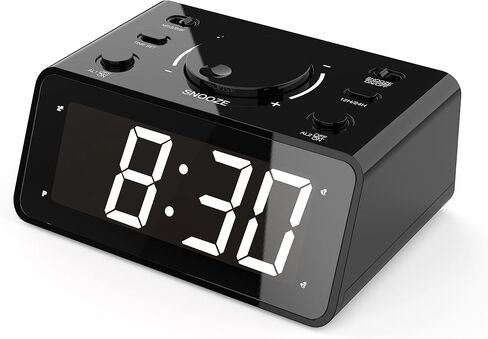 Kwanwa Dual Clock Clock - صوت قابل للتسجيل ، سطوع LED قابل للتعديل ، 12/24 ساعة ، اللاسلكي ، غفوة ، يتم تشغيل البطارية للبالغين وغرفة النوم in Saudi Arabia