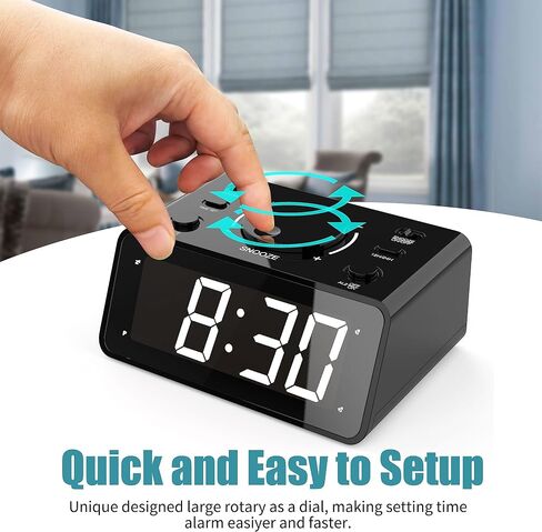 Kwanwa Dual Clock Clock - صوت قابل للتسجيل ، سطوع LED قابل للتعديل ، 12/24 ساعة ، اللاسلكي ، غفوة ، يتم تشغيل البطارية للبالغين وغرفة النوم in Saudi Arabia