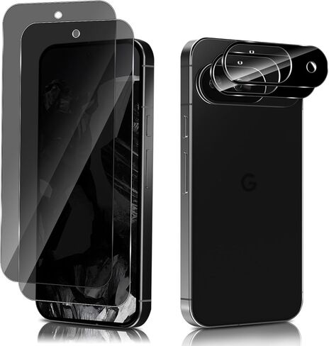واقي شاشة الخصوصية لهاتف Google Pixel 9 Pro XL، طبقة حماية من الزجاج المقوى بصلابة 9H [عبوة من قطعتين + 2] واقي عدسة الكاميرا [تغطية كاملة] [مضاد للتجسس] [مقاوم للخدش] لهاتف Google Pixel 9 Pro XL in Kuwait