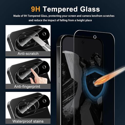 واقي شاشة الخصوصية لهاتف Google Pixel 9 Pro XL، طبقة حماية من الزجاج المقوى بصلابة 9H [عبوة من قطعتين + 2] واقي عدسة الكاميرا [تغطية كاملة] [مضاد للتجسس] [مقاوم للخدش] لهاتف Google Pixel 9 Pro XL in Kuwait