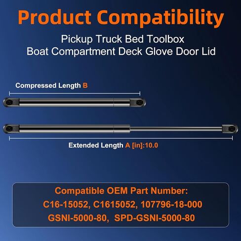 Qty (2) 10.35in C16-24092 201205 Gas Strut Spring Universal Shock Lift Support for Better Kobalt Built Truck Pickup Tool Box Toolbox Lid Door Parts in Saudi Arabia
