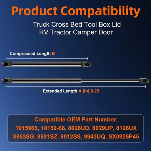 Qty (2) 10.35in C16-24092 201205 Gas Strut Spring Universal Shock Lift Support for Better Kobalt Built Truck Pickup Tool Box Toolbox Lid Door Parts in Saudi Arabia