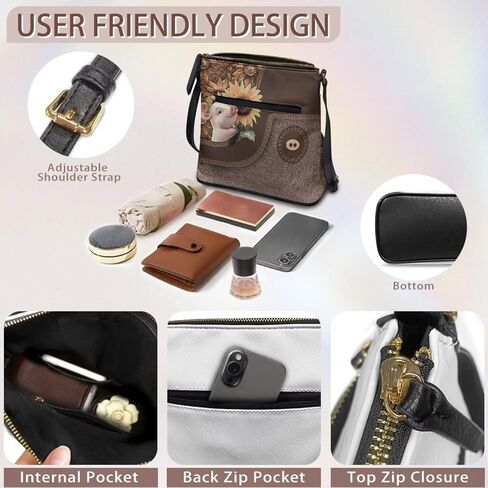 Lotusorchid Crossbody Shoulder Purse for Women, PU Leather Messenger Bag with Adjustable Strap and Multi Pockets in Kuwait