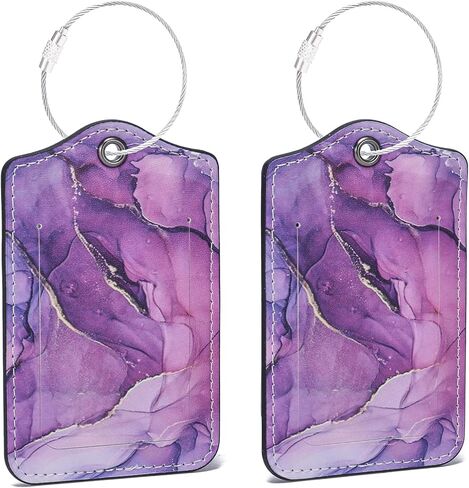 2 Pcs PU Leather Luggage Tags for Suitcase, Travel Airport Luggage Tag with Privacy Flap, Name ID Label and Stainless Steel Metal Loop for Women Men Baggage Handbag Backpack (Dragonfly & Flowers) in Saudi Arabia