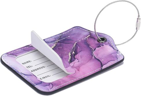 2 Pcs PU Leather Luggage Tags for Suitcase, Travel Airport Luggage Tag with Privacy Flap, Name ID Label and Stainless Steel Metal Loop for Women Men Baggage Handbag Backpack (Dragonfly & Flowers) in Saudi Arabia