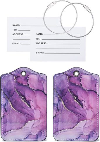 2 Pcs PU Leather Luggage Tags for Suitcase, Travel Airport Luggage Tag with Privacy Flap, Name ID Label and Stainless Steel Metal Loop for Women Men Baggage Handbag Backpack (Dragonfly & Flowers) in Saudi Arabia