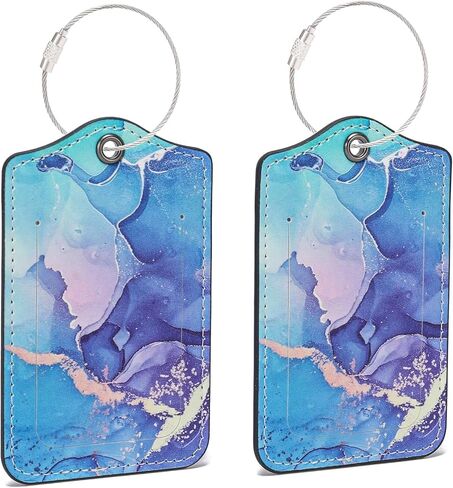 2 Pcs PU Leather Luggage Tags for Suitcase, Travel Airport Luggage Tag with Privacy Flap, Name ID Label and Stainless Steel Metal Loop for Women Men Baggage Handbag Backpack (Dragonfly & Flowers) in Saudi Arabia