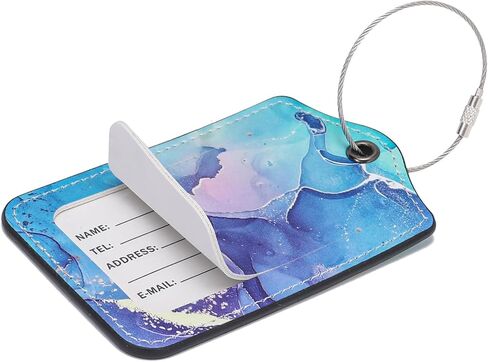 2 Pcs PU Leather Luggage Tags for Suitcase, Travel Airport Luggage Tag with Privacy Flap, Name ID Label and Stainless Steel Metal Loop for Women Men Baggage Handbag Backpack (Dragonfly & Flowers) in Saudi Arabia
