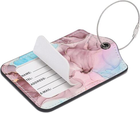 2 Pcs PU Leather Luggage Tags for Suitcase, Travel Airport Luggage Tag with Privacy Flap, Name ID Label and Stainless Steel Metal Loop for Women Men Baggage Handbag Backpack (Dragonfly & Flowers) in Saudi Arabia