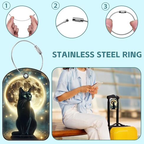 2 Pack Cute Luggage Tag for Suitcases Classic Compass Leather Luggage Tags with Stainless Steel Loop Privacy Flap Name Tags,Men and Women Travel Bag Suitcase Tags in Saudi Arabia