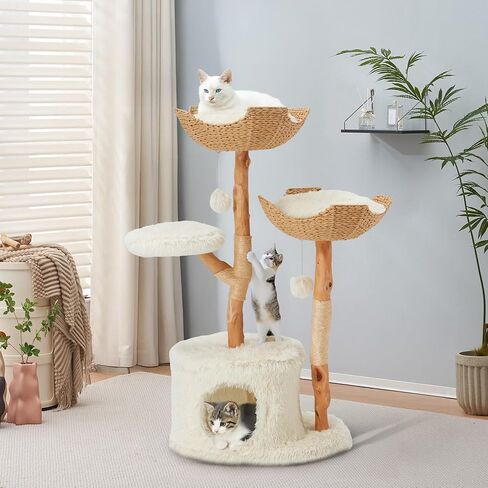 Black Cat Tree with Coffin Cat Bed for Indoor Cats,Aesthetic Cat Condos with Sisal Scratching Post,Small Cat Tree,Multi-Level Play Activities Platform,Gift in Saudi Arabia