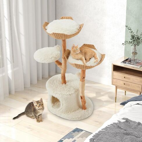 Black Cat Tree with Coffin Cat Bed for Indoor Cats,Aesthetic Cat Condos with Sisal Scratching Post,Small Cat Tree,Multi-Level Play Activities Platform,Gift in Saudi Arabia