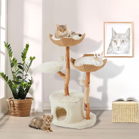 Black Cat Tree with Coffin Cat Bed for Indoor Cats,Aesthetic Cat Condos with Sisal Scratching Post,Small Cat Tree,Multi-Level Play Activities Platform,Gift in Saudi Arabia