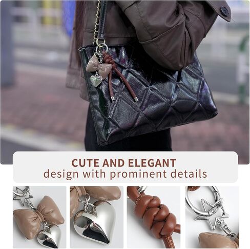 elegant leather bow keychain for women,stylish car keychain and bag charm,perfect purse accessories for ladies in Kuwait