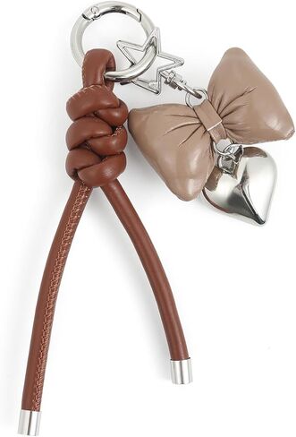elegant leather bow keychain for women,stylish car keychain and bag charm,perfect purse accessories for ladies in Kuwait
