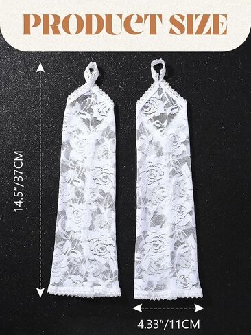 Long White Lace Gloves Tea Party Wedding Fingerless Gloves for Women in Saudi Arabia