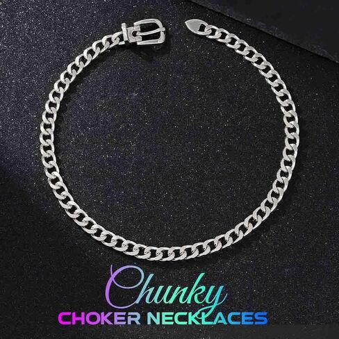 CLOACE Gold Belt Buckle Choker Necklace Punk Cuban Chunky Choker Necklaces Thick Chain Long Necklace for Women in Saudi Arabia