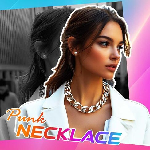 CLOACE Gold Belt Buckle Choker Necklace Punk Cuban Chunky Choker Necklaces Thick Chain Long Necklace for Women in Saudi Arabia