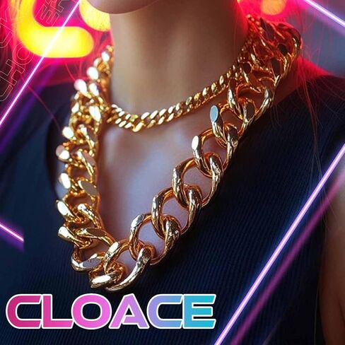 CLOACE Gold Belt Buckle Choker Necklace Punk Cuban Chunky Choker Necklaces Thick Chain Long Necklace for Women in Saudi Arabia
