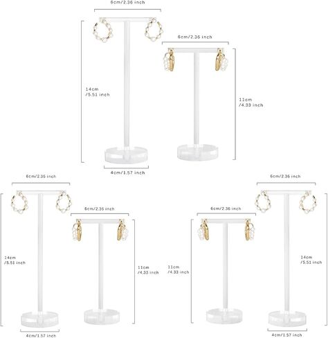 GemeShou 6pcs acrylic earring display T stand for selling, mini clear hangers for jewelry earrings, Earrings Display holder for woman, transparent jewelry photo props for online【Round base-6pcs】 in Saudi Arabia