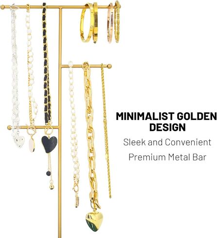 Gold Necklace Holder with Ceramic Base, 1.3ft Height Tall Necklace Hanger Tower Organizer, Aesthetic Jewelry Stand for Necklace, Earring, Bracelets, Rings Display (White) in Saudi Arabia