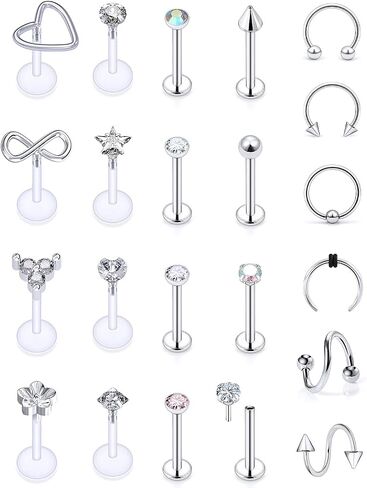 16G Threadless Medusa Piercing Jewelry Push in Lip Rings Surgical Steel Labret Studs Flatback Tragus Helix Conch Cartilage Earrings for Women Men in Saudi Arabia